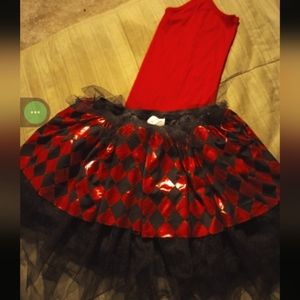 Women's Red and Black Harlequin Tulle Tutu Cosplay Halloween Costume Rave Skirt